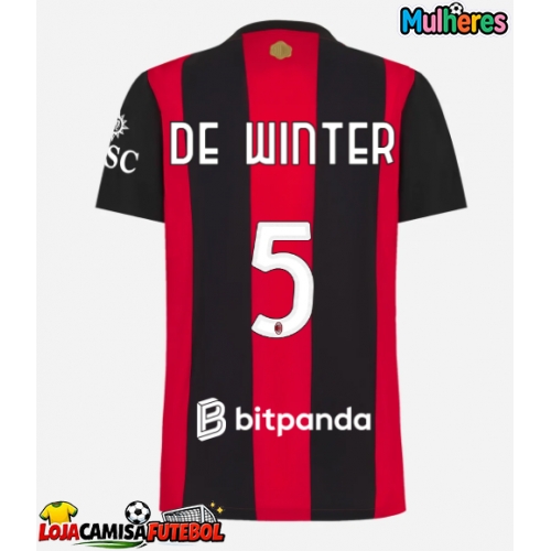 Camisa de Futebol AC Milan Koni De Winter #5 Equipamento Principal Mulheres 2026-27 Manga Curta